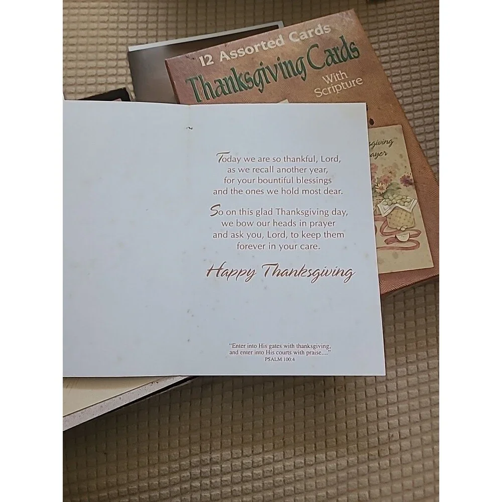 BOX 12 VTG Christian Inspirational THANKSGIVING Greeting Cards